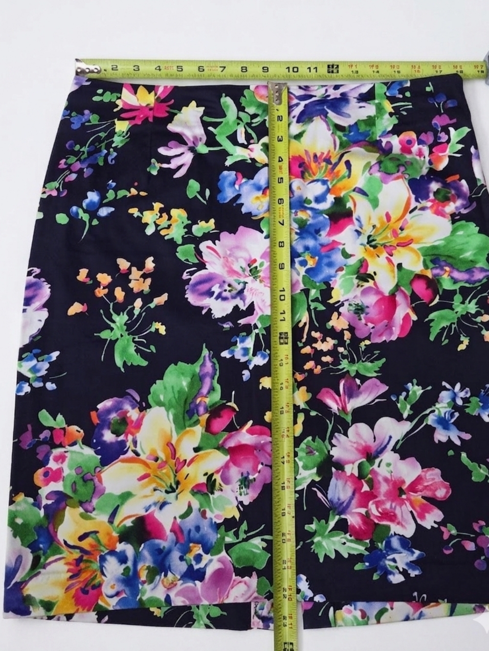 Lauren Ralph Lauren Navy Floral Pencil Skirt Size 14 - Picture 10 of 10